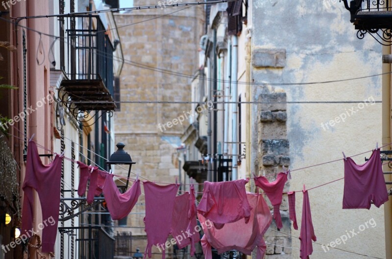 Sardinia Alghero Historic Center Laundry Pink