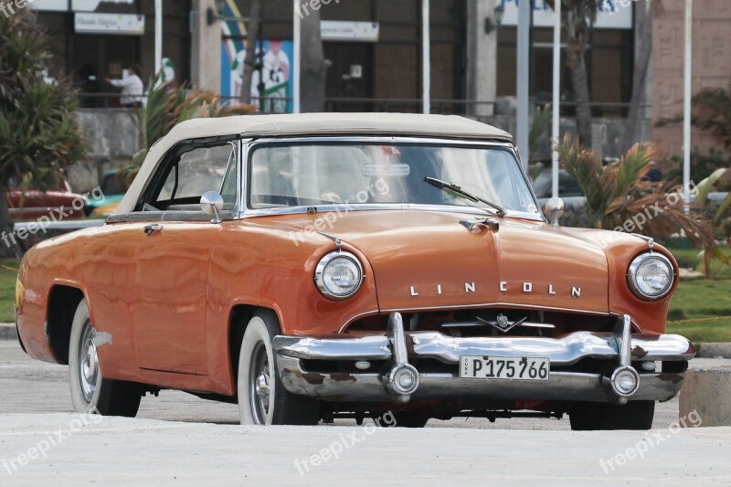 Cuba Havana Car Lincoln Orange