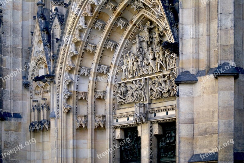 Portal Sculpture Relief The Cathedral Czech Republic