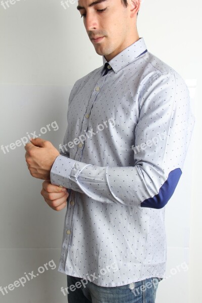 Man Trend Shirt White Blue