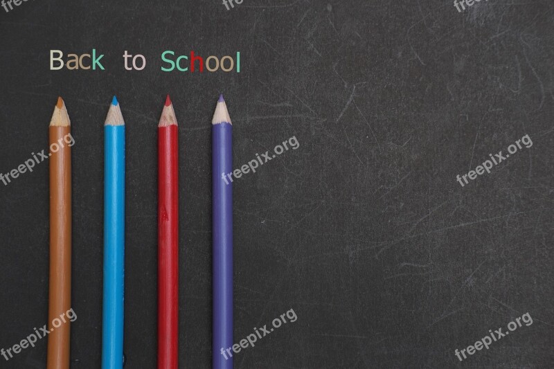 Back To School Black Board Message Pencil Colors