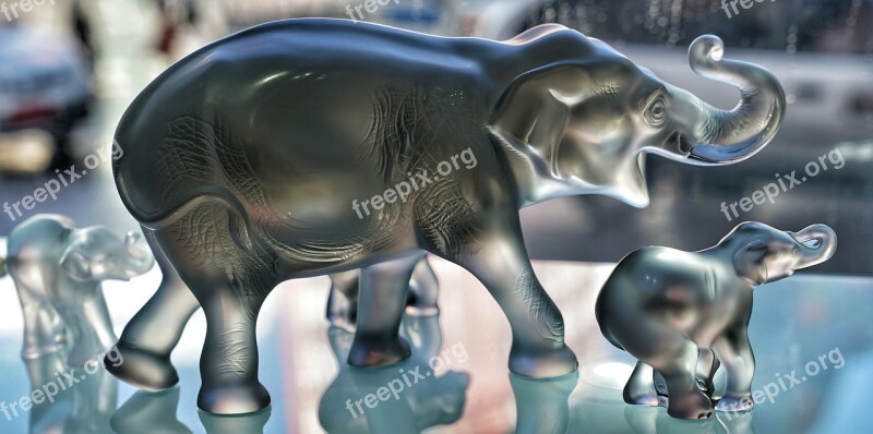 Elephant Set Lalique Glass Crystal