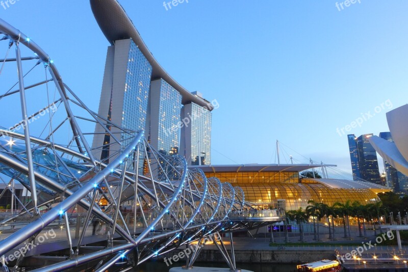 Mbs Singapore Blue Hour Structure Free Photos