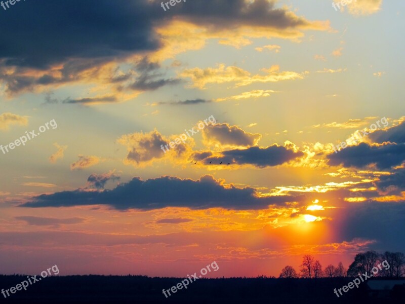 Sunset Sky Sunset Sky Evening Clouds