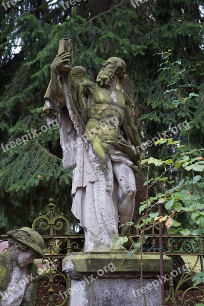 Figure Old Weathered Cemetery Decay