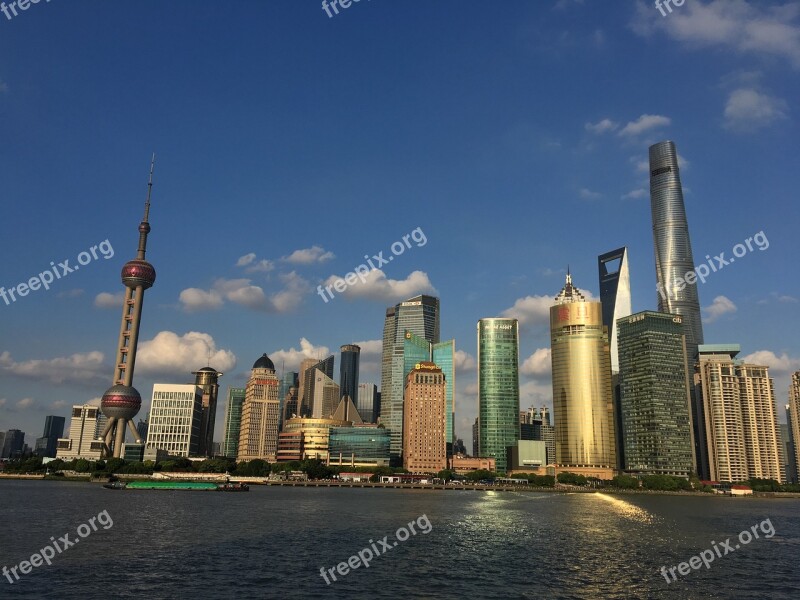 Blue Sky Shanghai Oriental Pearl Lu Jia Zui Shanghai Tower Shanghai World Financial Center