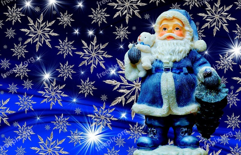 Christmas Santa Claus Blue Color Happy Fixed