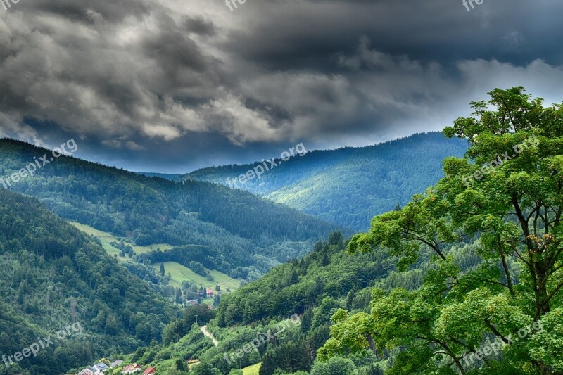 Storm Forest Mountains Lightning Spooky