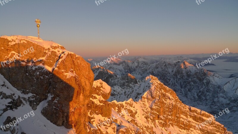 Zugspitze Mountain Summit Summit Cross Snow