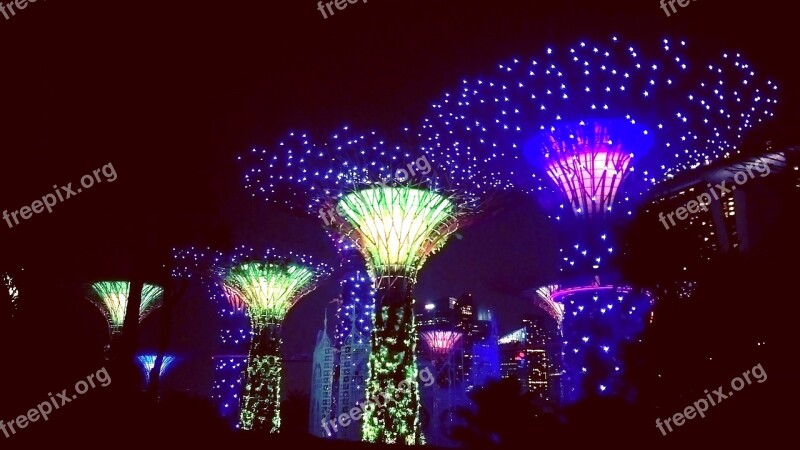 Singapore Night View Straight Marina Bay Evening