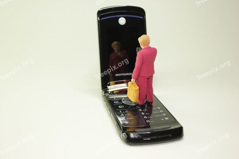 Miniature Figures Cellphone Mirror Image Merkel Figure Policy