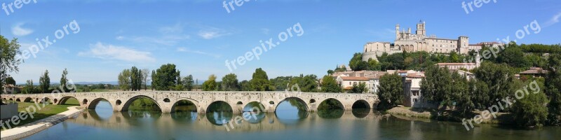 Roman Bridge Béziers Saint-nazaire Cathedral River Orb Arches