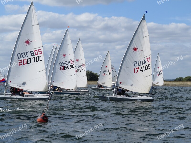 Race Laser Dinghy Water Sailing Boats