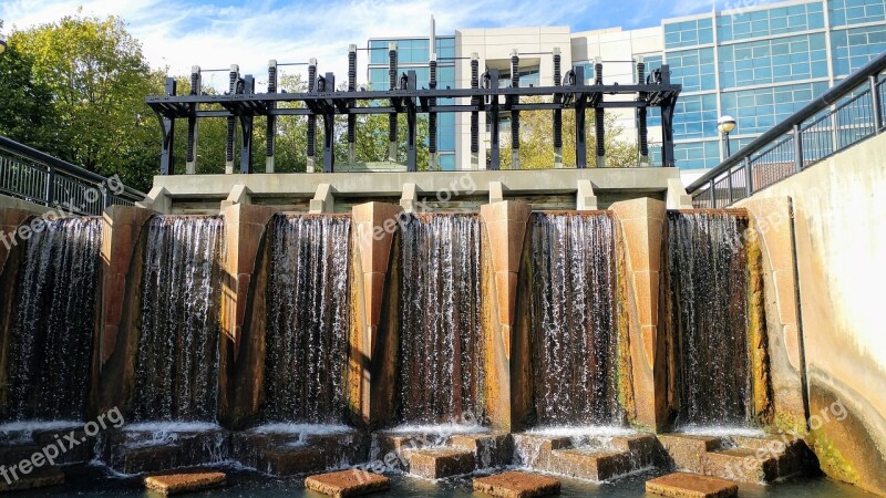 Waterfall Landmark Indianapolis Canal Walk Free Photos