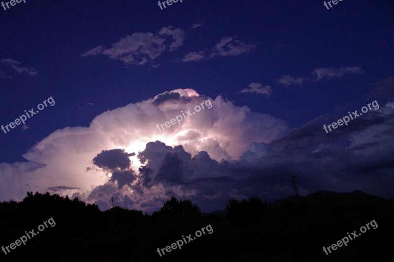 Light Of Night Thunderstorm Flashes Flashing Lightning