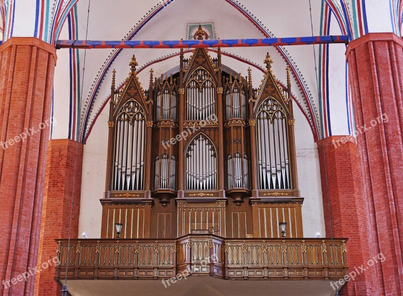 Organ Empore Greifswald St Mary's Church Pointed Arches Brick Gothic