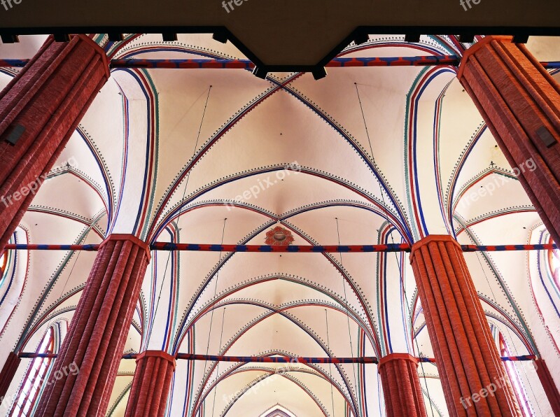 Church Vault Greifswald St Mary's Church Pillar Arches