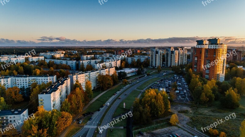 Riga Latvia Drone Helicopter Air Photo