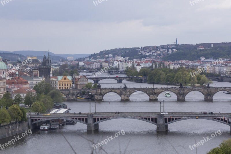 Prague Czech Republic Bridges Moldova Historically