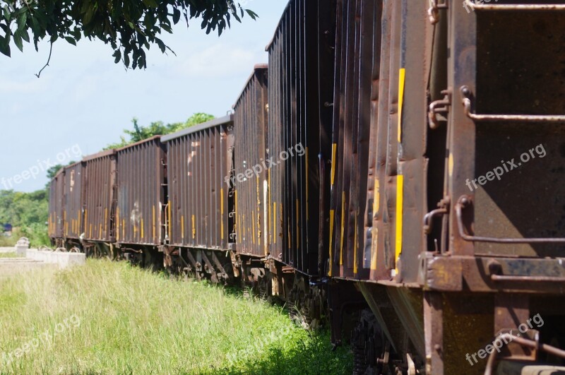 Train Wagons Way Of Train Path Stones