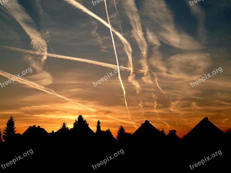 Abendstimmung Sunset Contrail Afterglow Free Photos