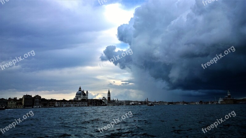 Venice Thunderstorms Horizon Himmel Water