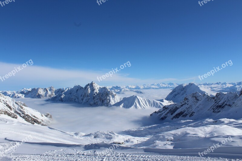 Mountain Landscape Snow Zugspitze Mountains Alpine