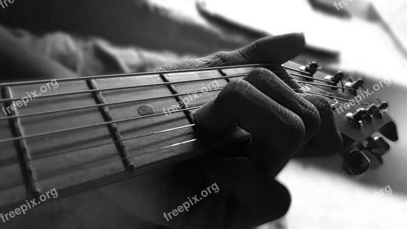 Guitar Music Black And White Playing Music Free Photos