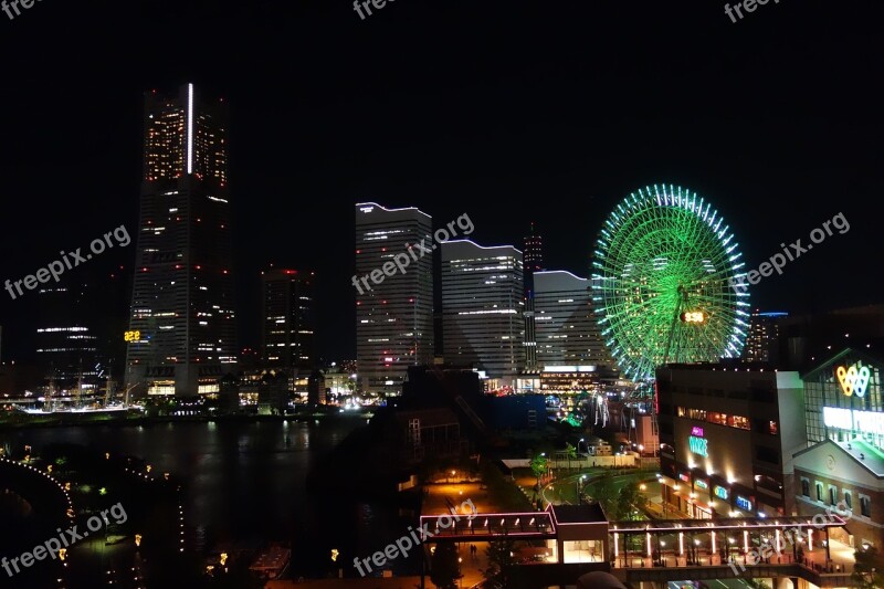 Yokohama Ferris Wheel Minato Mirai Minatomirai Night View