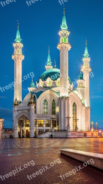 Russia Kazan The Kremlin Mosque Evening