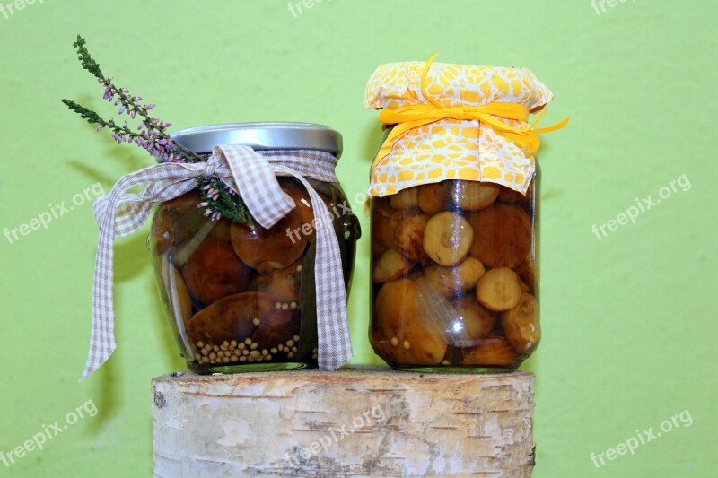 Stocks For The Winter Preparations Jars Pickled Mushrooms Food