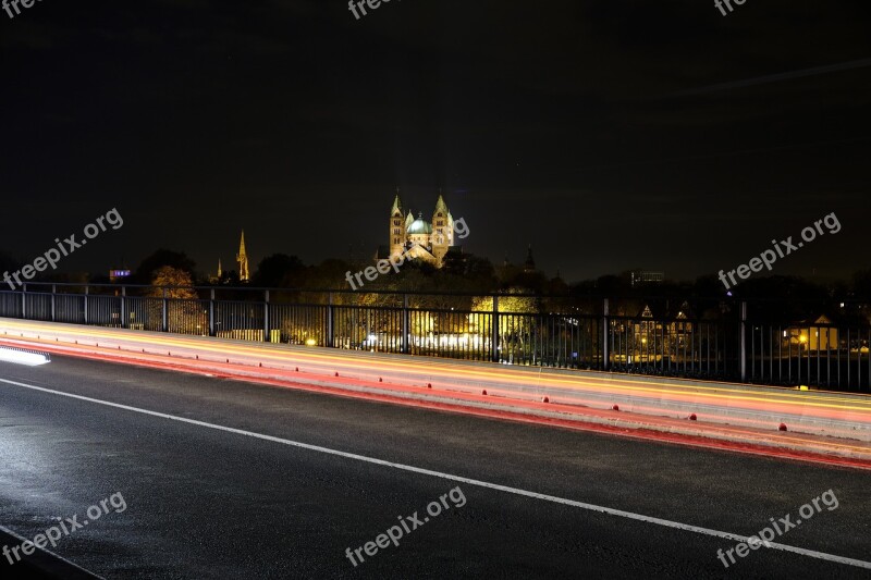 Speyer Dom Night Bridge Lighting