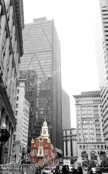 Boston Old State House Black And White Skyscraper Architecture