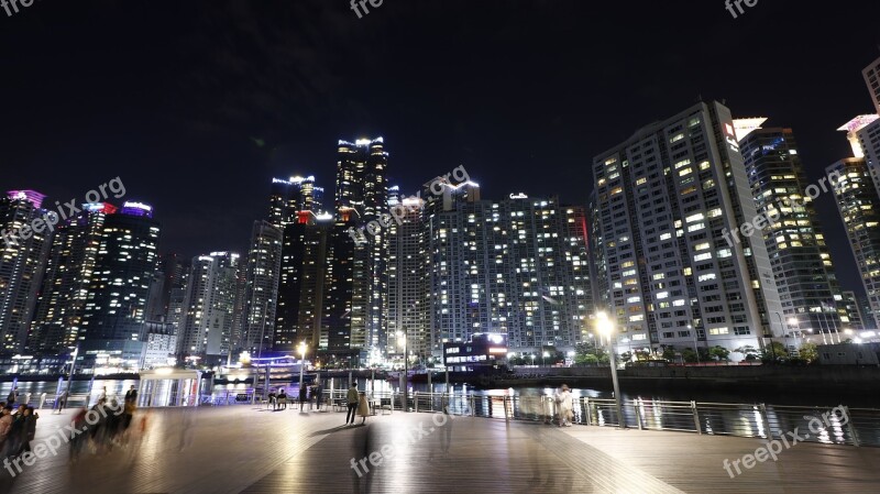 Korea Busan Haeundae Beach Night View Landscape