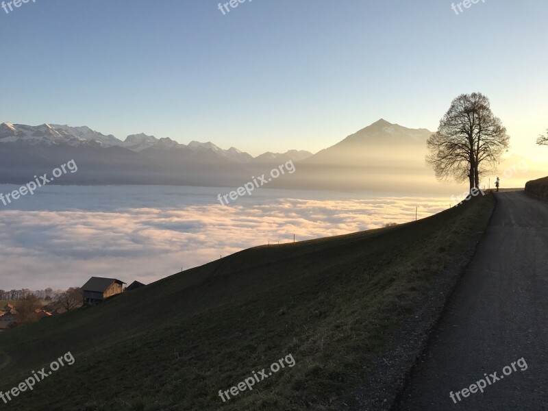 Sea Of Fog Autumn Switzerland Sneezing Bernese Oberland