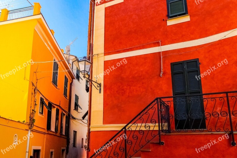 Cinque Terre Village Street Facade Mediterranean