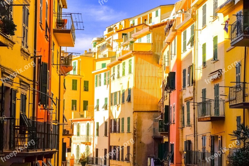 Cinque Terre Village Street Facade Mediterranean