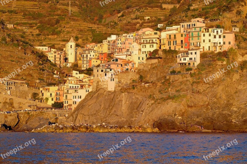 Cinque Terre Village Mediterranean Sunset Coast