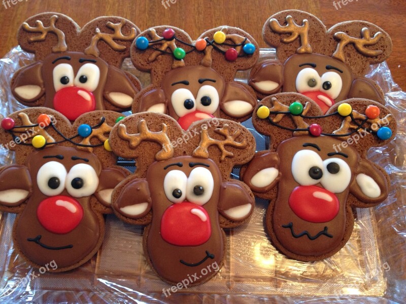 Reindeer Sugar Cookie Decorated Icing Cookie