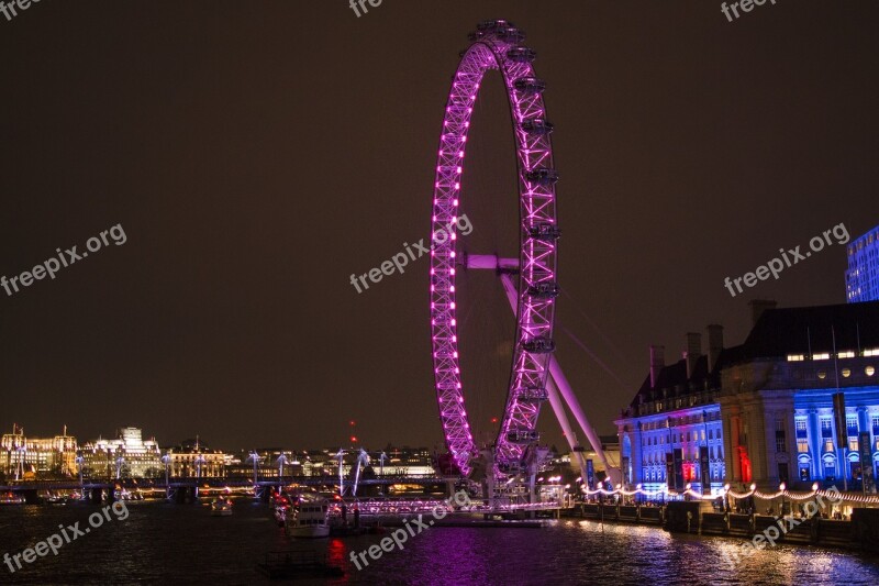 London City London Eye Ferris Wheel Bike Night