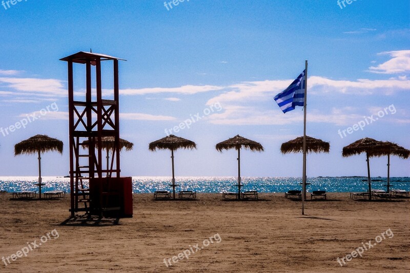 Crete The Island Of Crete Island Greece Beach Umbrella