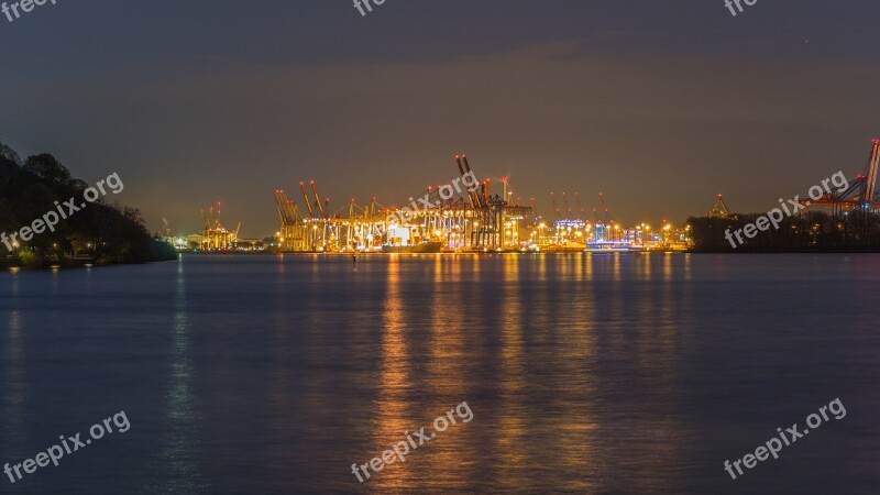 Hamburg Elbe Sunset Water Abendstimmung