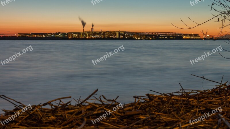 Hamburg Elbe Airbus Sunset Water