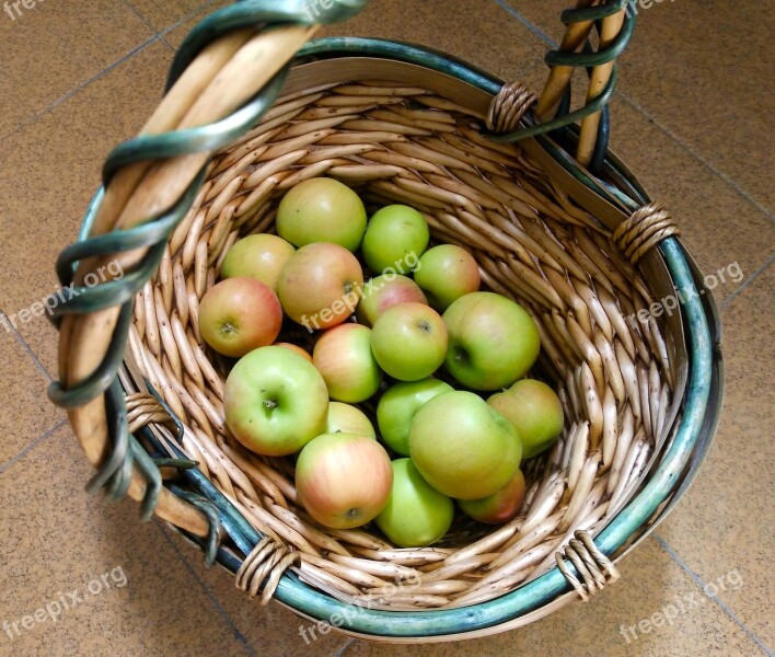 Apples Basket Fruit Ecological Healthy