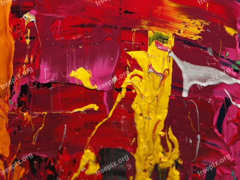 Ink Abstract Color Reds Yellow