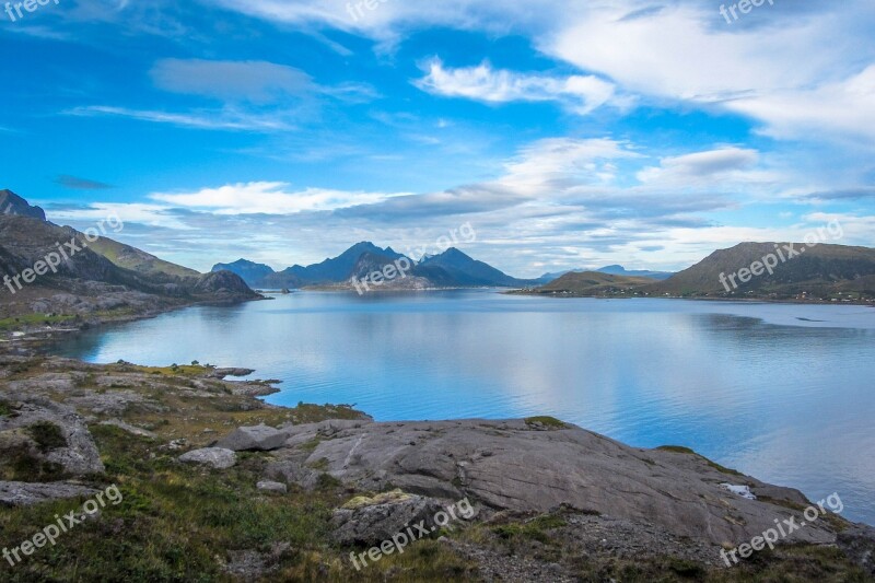 Lofoten Sea Sky Mountains Norway