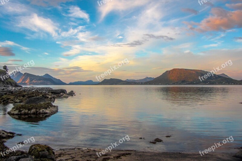 Lofoten Sea Sky Mountains Norway