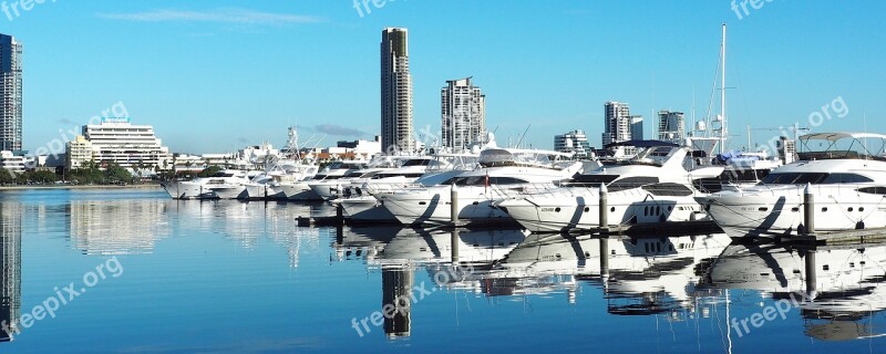 Gold Coast Australia Sea Reflections Boats