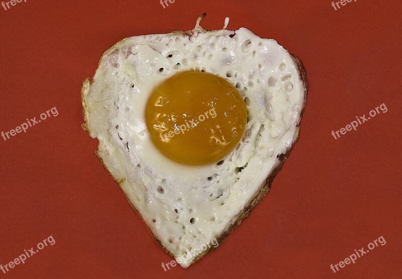 Egg Fried Yolk Heart Shaped Heart