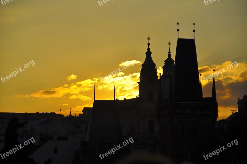 Europe Prague Czech Republic Night View Castle